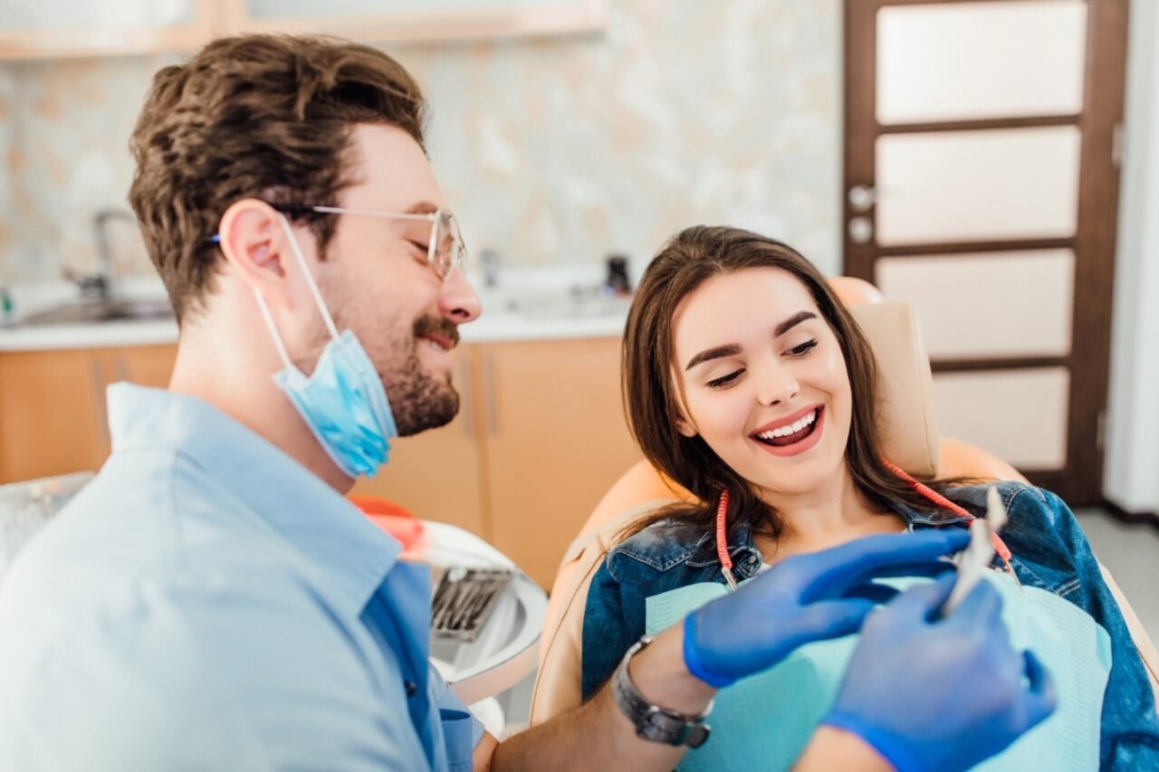 Houston dentist checking a patient